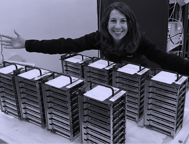 Katie Bouman and a bunch of hard drives